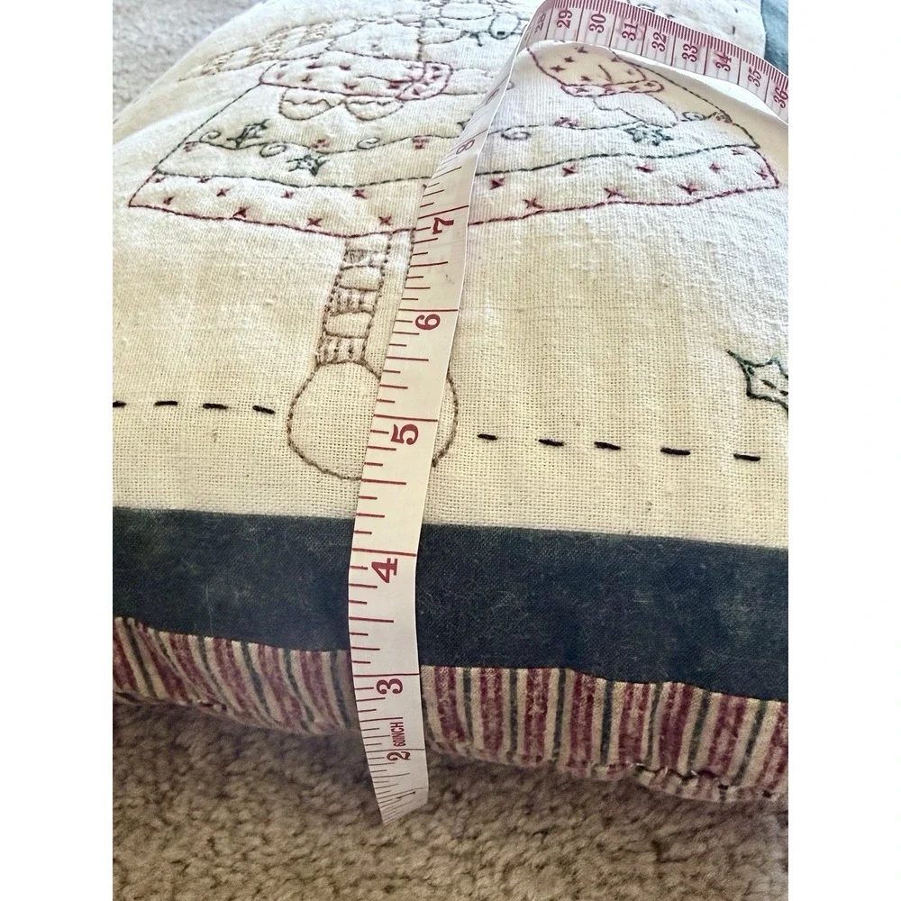 Vintage Primitive Christmas Angel Handmade Pillow Folk Art Ticking Stripe 16